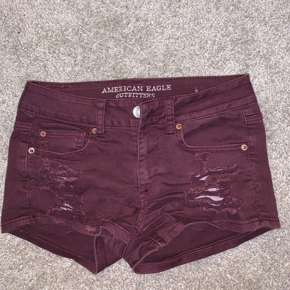 American Eagle Stretch Purple Ripped Jean shorts size 4 - Picture 3 of 10
